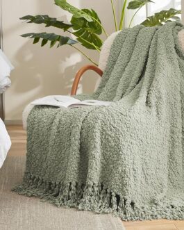 Fluffy Woven Throw Blanket – Mulberry Textured Luxury Home Decor