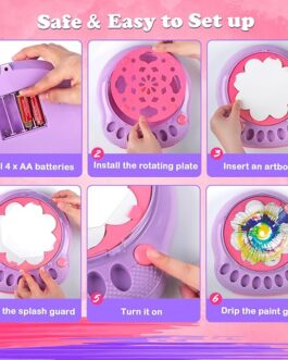 Spin Art Machine Kit – Painting Craft Set for Kids Ages 4-12, Purple Edition