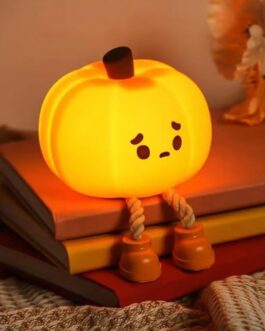 Cute Pumpkin Night Light – Dimmable Silicone LED Lamp for Kids