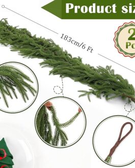 Artificial Norfolk Pine Garland – 2-Pack Real Touch 6 FT Greenery for Holiday Decor