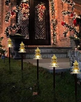 Solar Pathway Lights – Set of 5 Waterproof LED Christmas Stakes for Yard and Walkway Decor (Warm White)