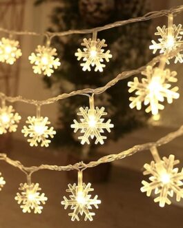 Snowflake String Lights – 20 Ft Battery-Operated LED Fairy Lights for Indoor/Outdoor Christmas Decor (Warm White)