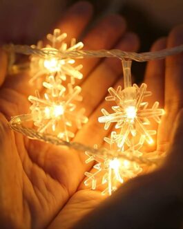 Snowflake String Lights – 20 Ft Battery-Operated LED Fairy Lights for Indoor/Outdoor Christmas Decor (Warm White)