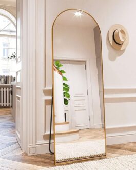 Arched Full Length Mirror – 64″x21″ Gold Aluminum Frame