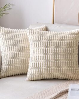 Boho Striped Throw Pillow Covers – 2-Pack Corduroy for Living Room & Sofa